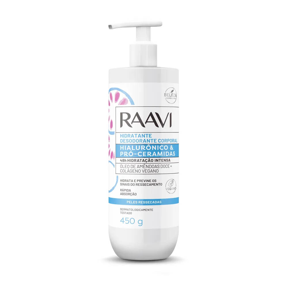 Raavi Creme Hidratante Corporal Hialurônico & Pró Ceramidas 450g